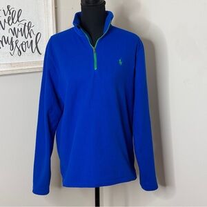 Polo Ralph Lauren Fleece 1/4 Zip Sweatshirt Royal Blue Green Size M